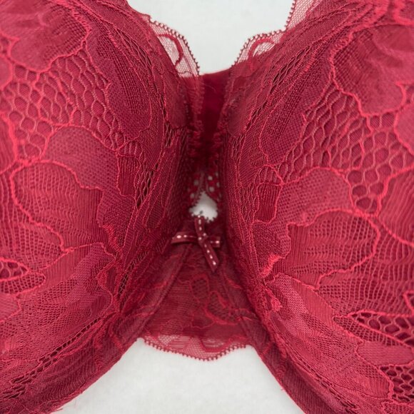 Auden Push Up Plunge Bra Size 46DDD Rad Coverage Underwire Floral Lace Overlay - Picture 2 of 10